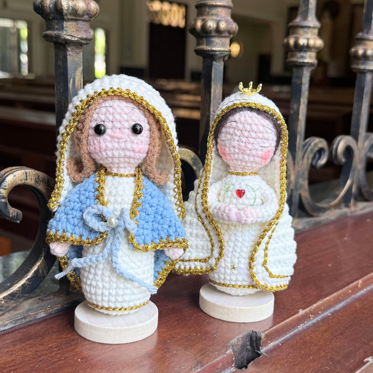 Faith-Inspired Handmade Virgin Mary Crochet Doll - 4.8in