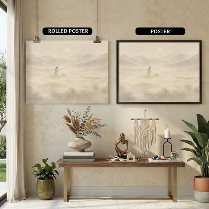 Jesus the Good Shepherd Neutral Landscape Poster/Canvas