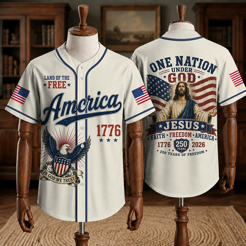 Christian Patriotic Baseball Jersey – America 250 Years Anniversary