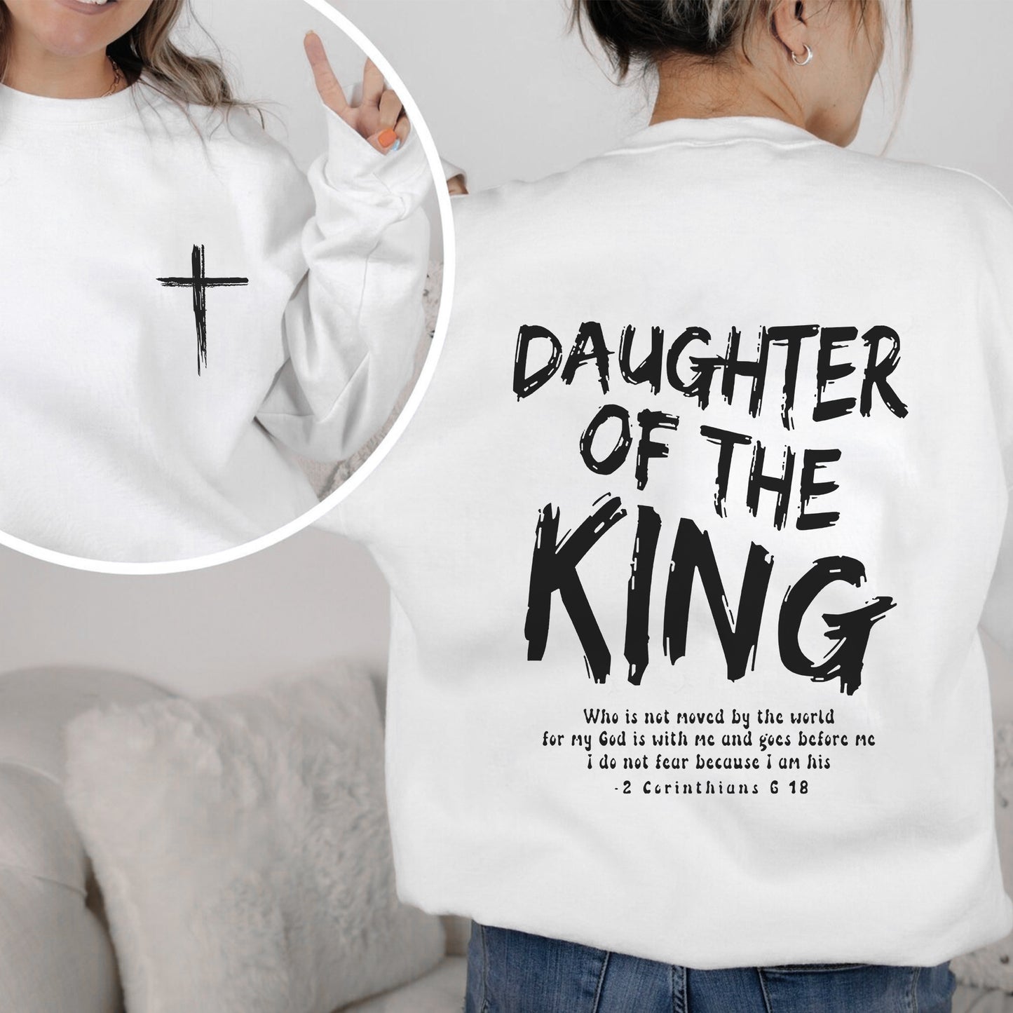 Daughter of the King Christian T-Shirt with 2 Corinthians 6:18 | Faith Guided Life Apparel