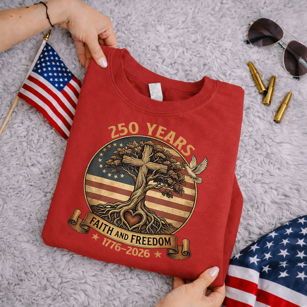 Rooted In Faith Tree Cross – Faith & Freedom – Unisex Tshirt Gildan / Tshirt Comfort / V-neck/ Hoodie / Sweatshirt
