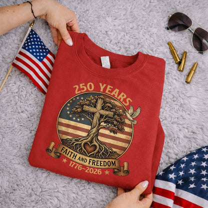 Rooted In Faith Tree Cross – Faith & Freedom – Unisex Tshirt Gildan / Tshirt Comfort / V-neck/ Hoodie / Sweatshirt