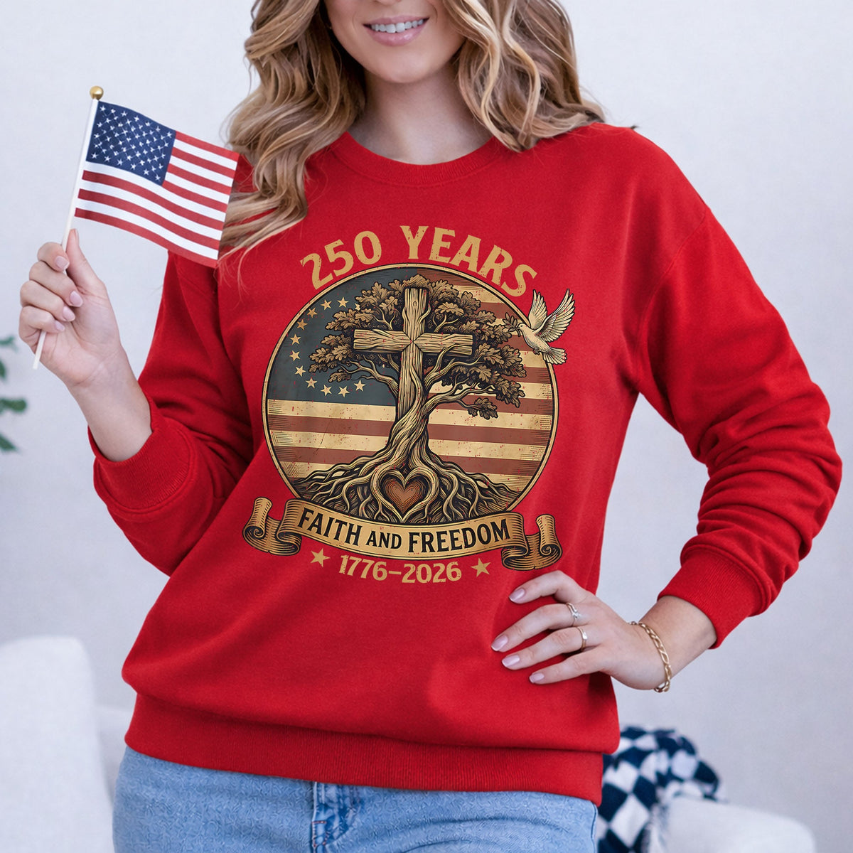Rooted In Faith Tree Cross – Faith & Freedom – Unisex Tshirt Gildan / Tshirt Comfort / V-neck/ Hoodie / Sweatshirt