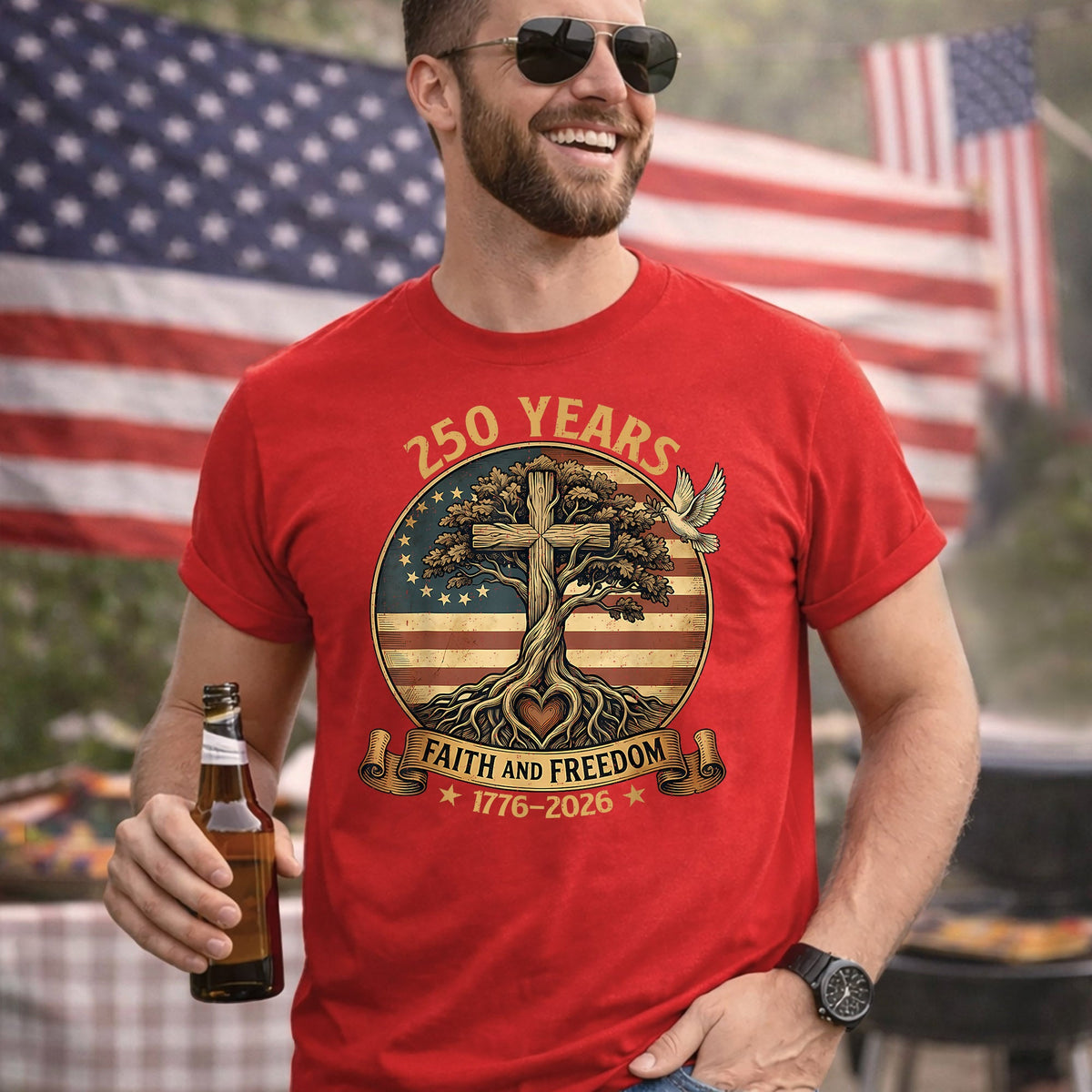 Rooted In Faith Tree Cross – Faith & Freedom – Unisex Tshirt Gildan / Tshirt Comfort / V-neck/ Hoodie / Sweatshirt