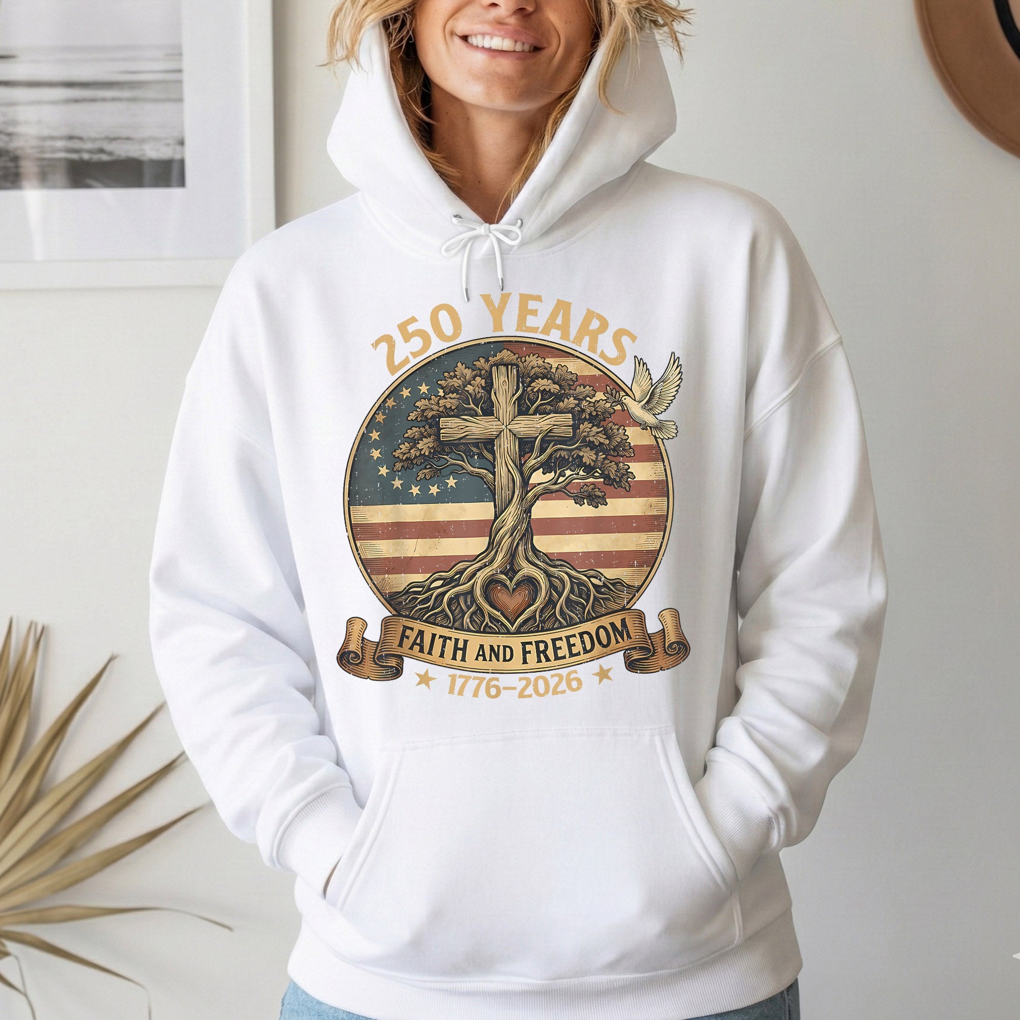 Rooted In Faith Tree Cross – Faith & Freedom – Unisex Tshirt Gildan / Tshirt Comfort / V-neck/ Hoodie / Sweatshirt