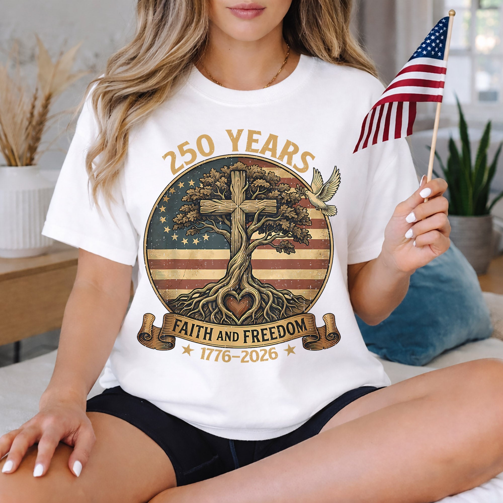 Rooted In Faith Tree Cross – Faith & Freedom – Unisex Tshirt Gildan / Tshirt Comfort / V-neck/ Hoodie / Sweatshirt