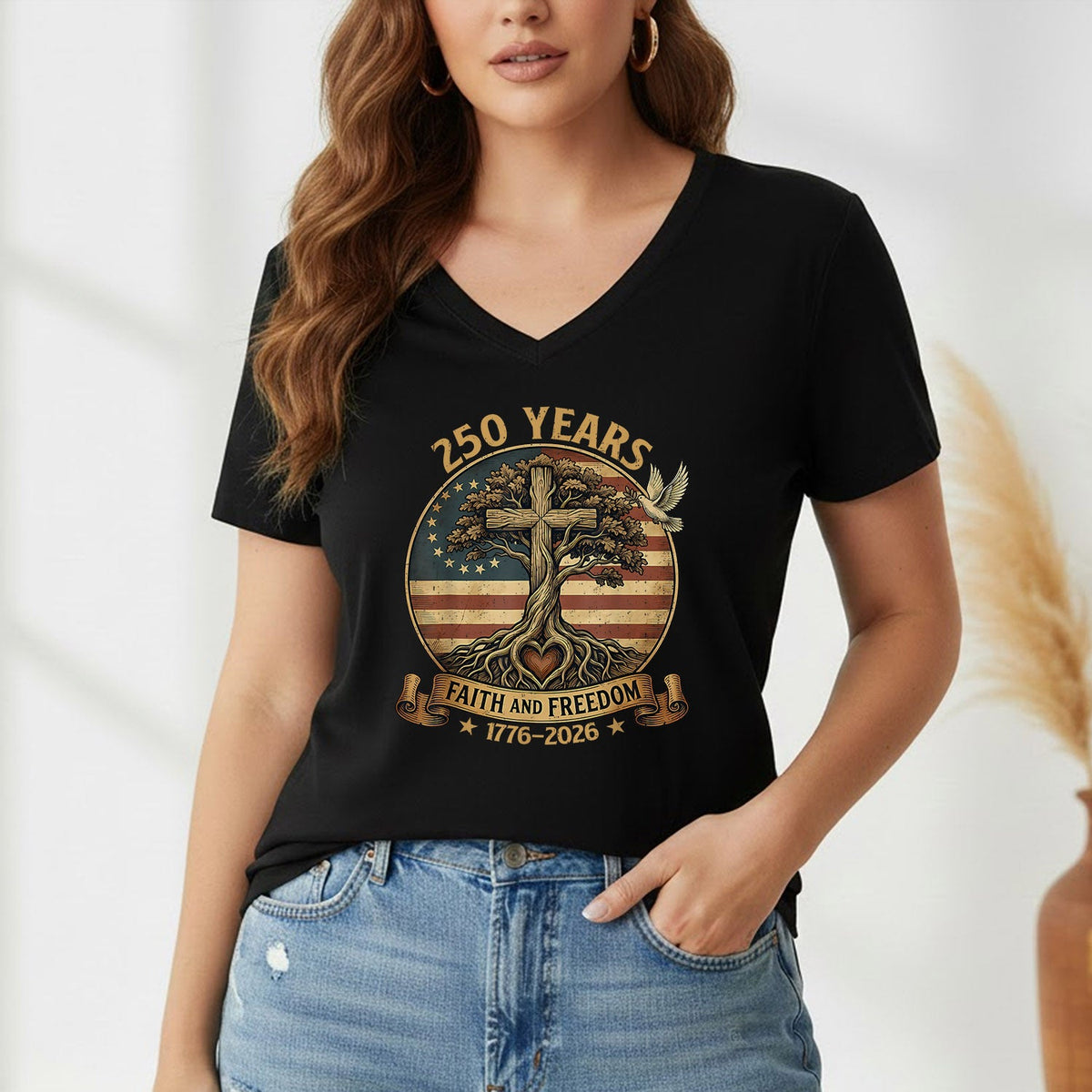 Rooted In Faith Tree Cross – Faith & Freedom – Unisex Tshirt Gildan / Tshirt Comfort / V-neck/ Hoodie / Sweatshirt