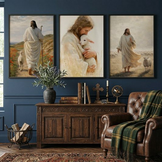 The Good Shepherd Jesus Christ Wall Art Set – Faith and Guidance