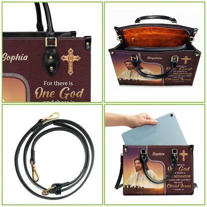 Personalized One God One Mediator Christian Handbag – Twill Faux Leather & PU Leather