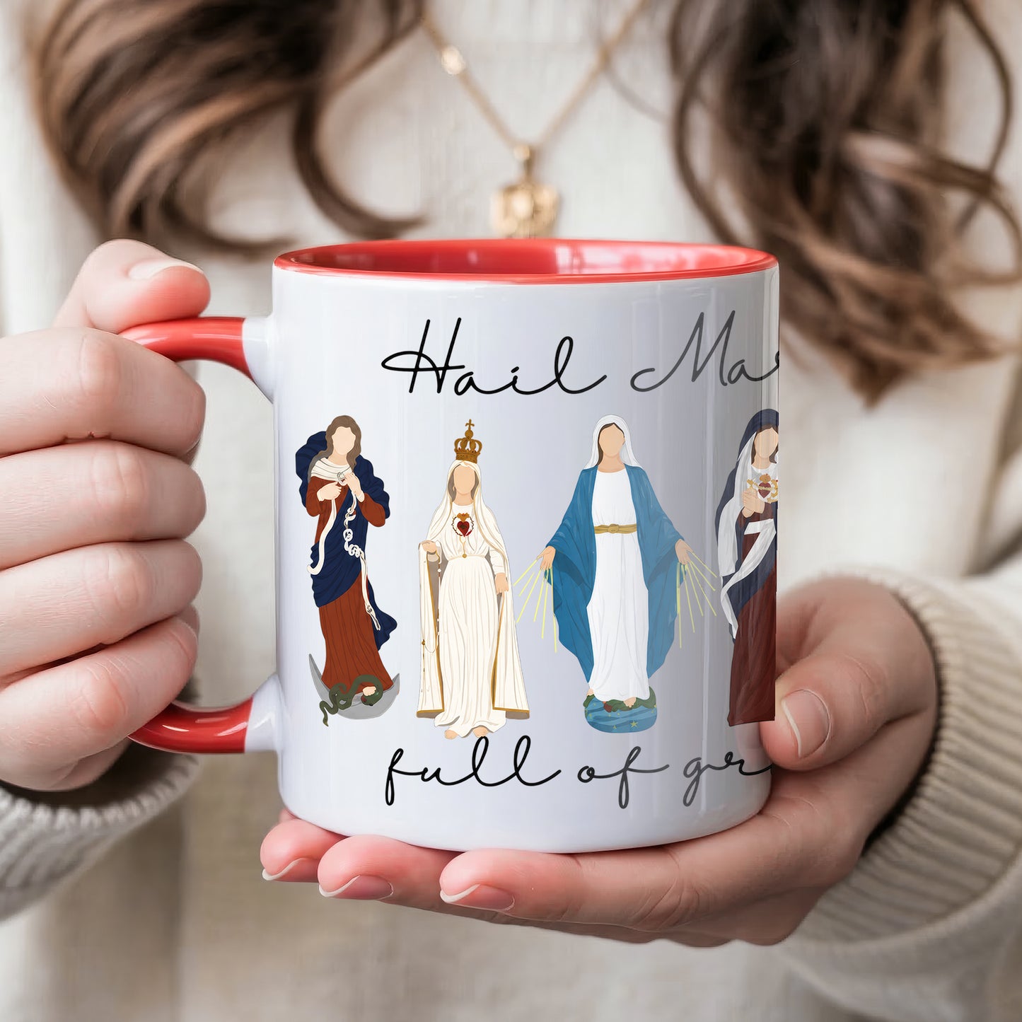 Hail Mary Full of Grace Ceramic Mug - Perfect Christian Gift, Prayer Mug, or Daily Inspiration