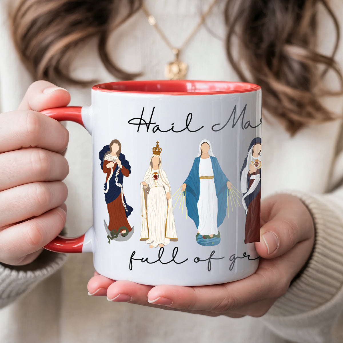 Hail Mary Full of Grace Ceramic Mug - Perfect Christian Gift, Prayer Mug, or Daily Inspiration