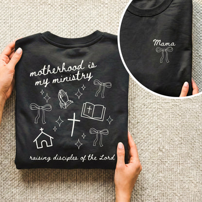 Minimal Mama Ministry with Christian Icons – Two Sides – She is Bless – Unisex Tshirt /Hoodie/Sweatshirt