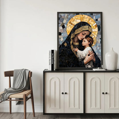 Madonna and Child Mosaic Christian Wall Art Poster/Canvas
