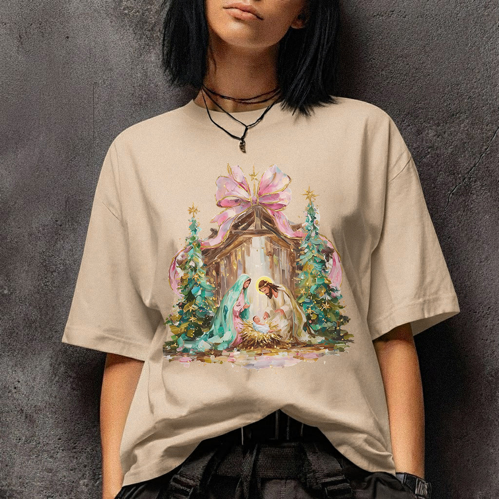 Retro Nativity Scene Christmas – Holy Family Art – Unisex Tshirt / Hoodie / Sweatshirt