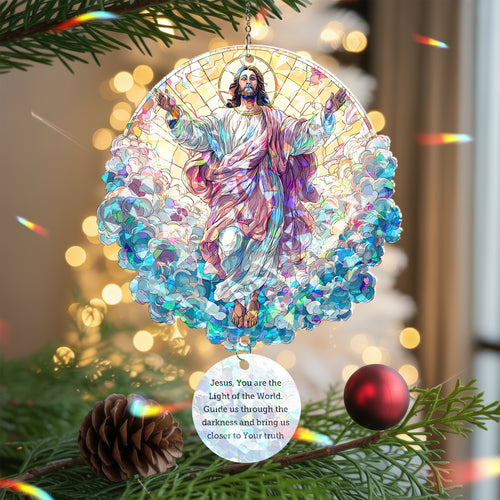 "Light of the World” Holo Acrylic 2-Layer Ornament with Prayer Tag