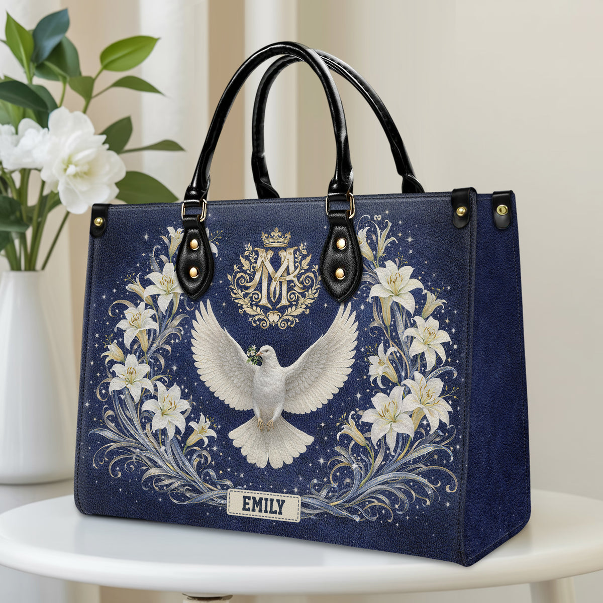 Personalized Holy Spirit Dove Christian Handbag – Twill Faux Leather & PU Leather