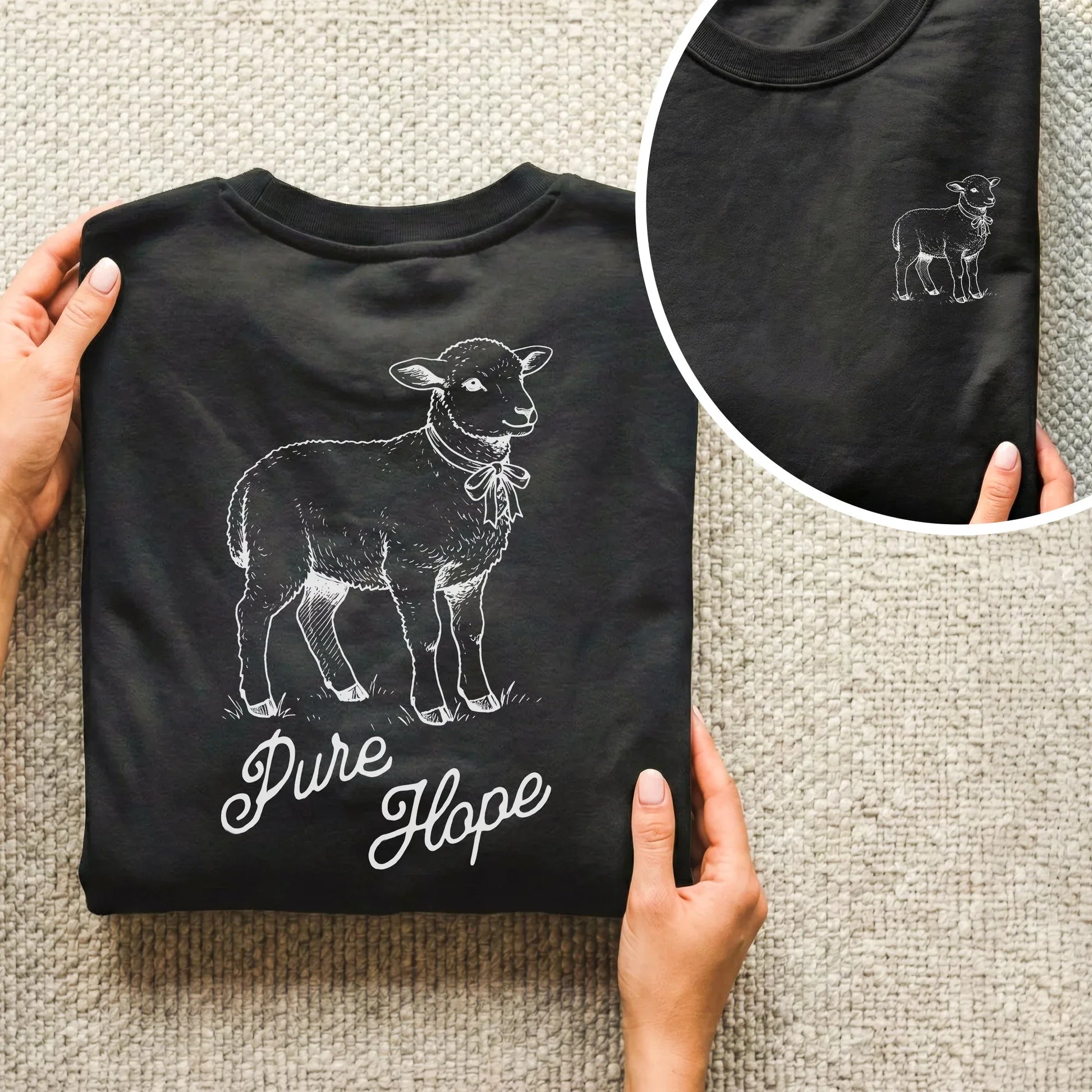 Pure Hope: The Gentle Lamb - Two Sides - Wild Animals - Unisex Tshirt / Hoodie / Sweatshirt - Faith Guided Life