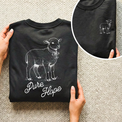 Pure Hope: The Gentle Lamb - Two Sides - Wild Animals - Unisex Tshirt / Hoodie / Sweatshirt - Faith Guided Life