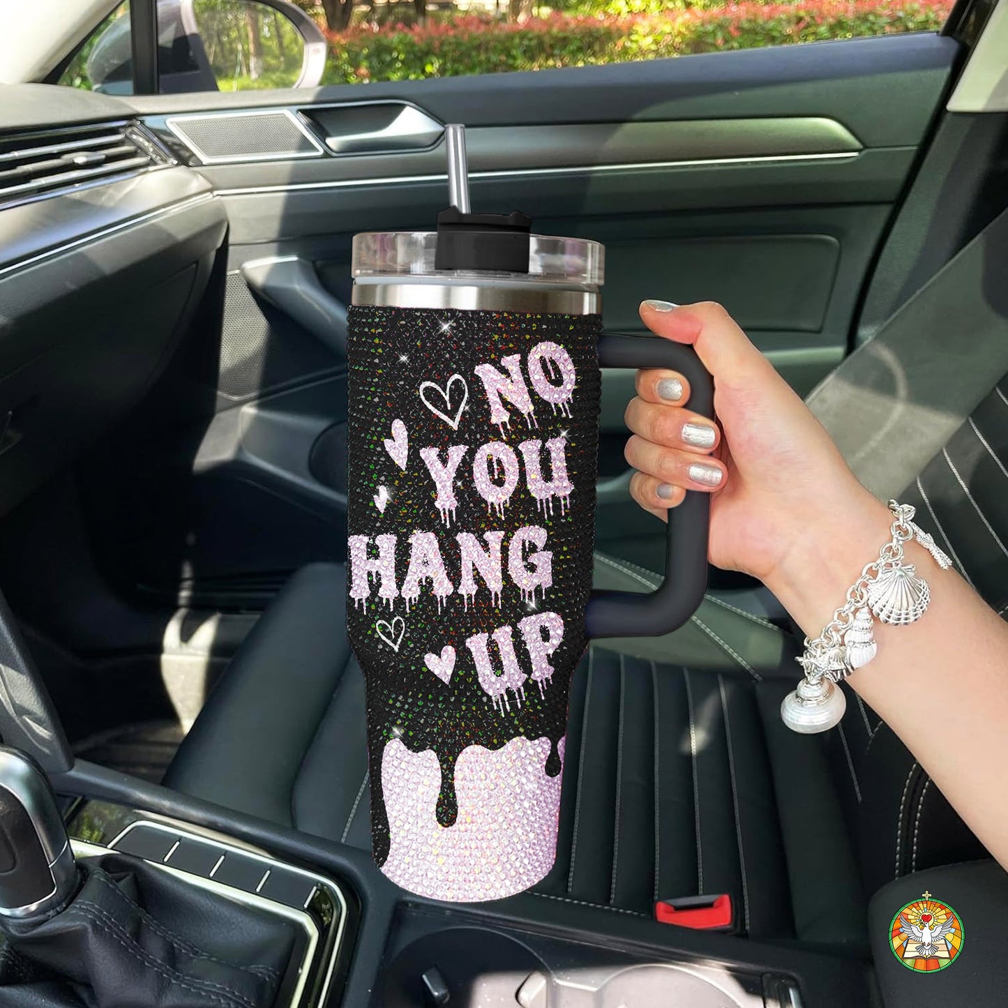 "No You Hang Up" Bling Diamond Tumbler 40oz - Sparkling Love Rhinestone Cup