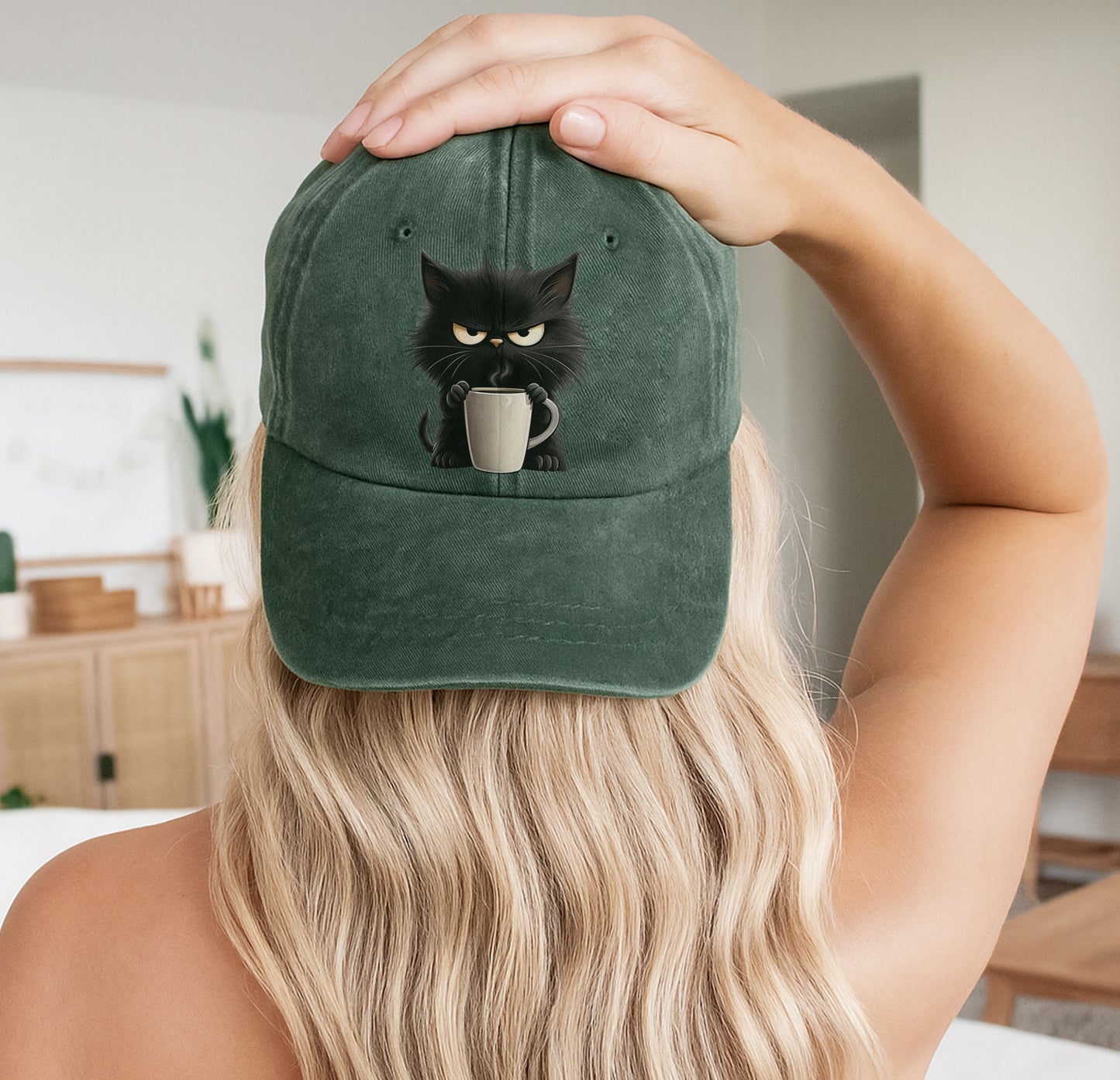 Grumpy Cat Coffee Baseball Cap - Funny Coffee Lover Hat