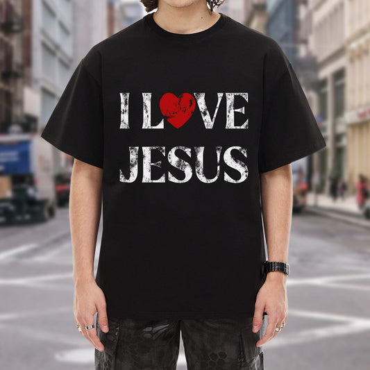 "I Love Jesus" Unisex Distressed Christian T-Shirt | John 3:16 Love Declaration Tee | Faith Guided Life Apparel