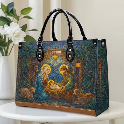 Personalized Stained Glass Nativity Christian Handbag – Twill Faux Leather & PU Leather