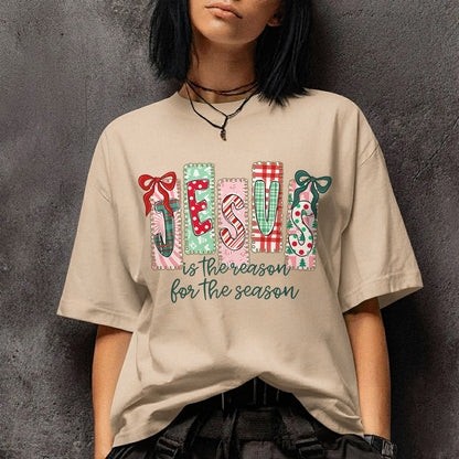 Jesus Is The Reason For The Season Pattern - Merry Christmas - Unisex Tshirt / Hoodie / Sweatshirt