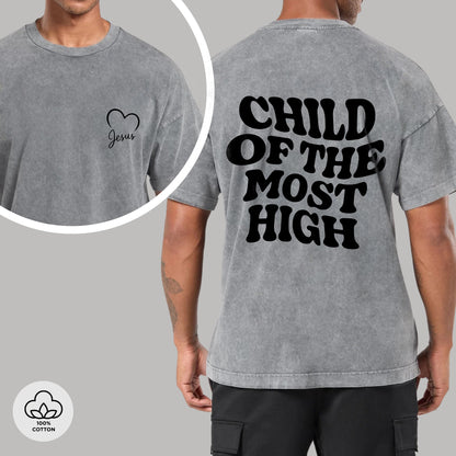 "Child Of The Most High" Unisex Vintage Washed Christian T-Shirt Two Sides | Psalm 82:6 Identity Declaration Tee | Faith Guided Life Apparel