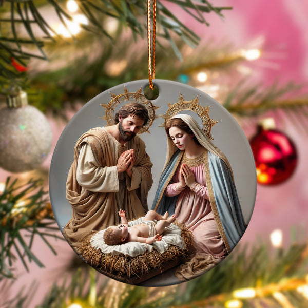 Double-Sided Holy Family Nativity-Themed Ornament ORN-CHRISTIAN-025