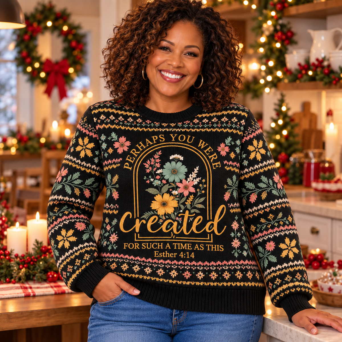 Created For Such A Time As This Christian – Esther 4:14 Faith Holiday Sweater