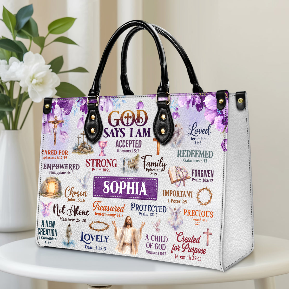 Personalized God Says I Am Christian Handbag – Twill Faux Leather & PU Leather