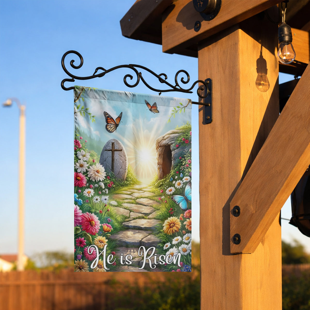 He Is Risen Empty Tomb Garden Flag