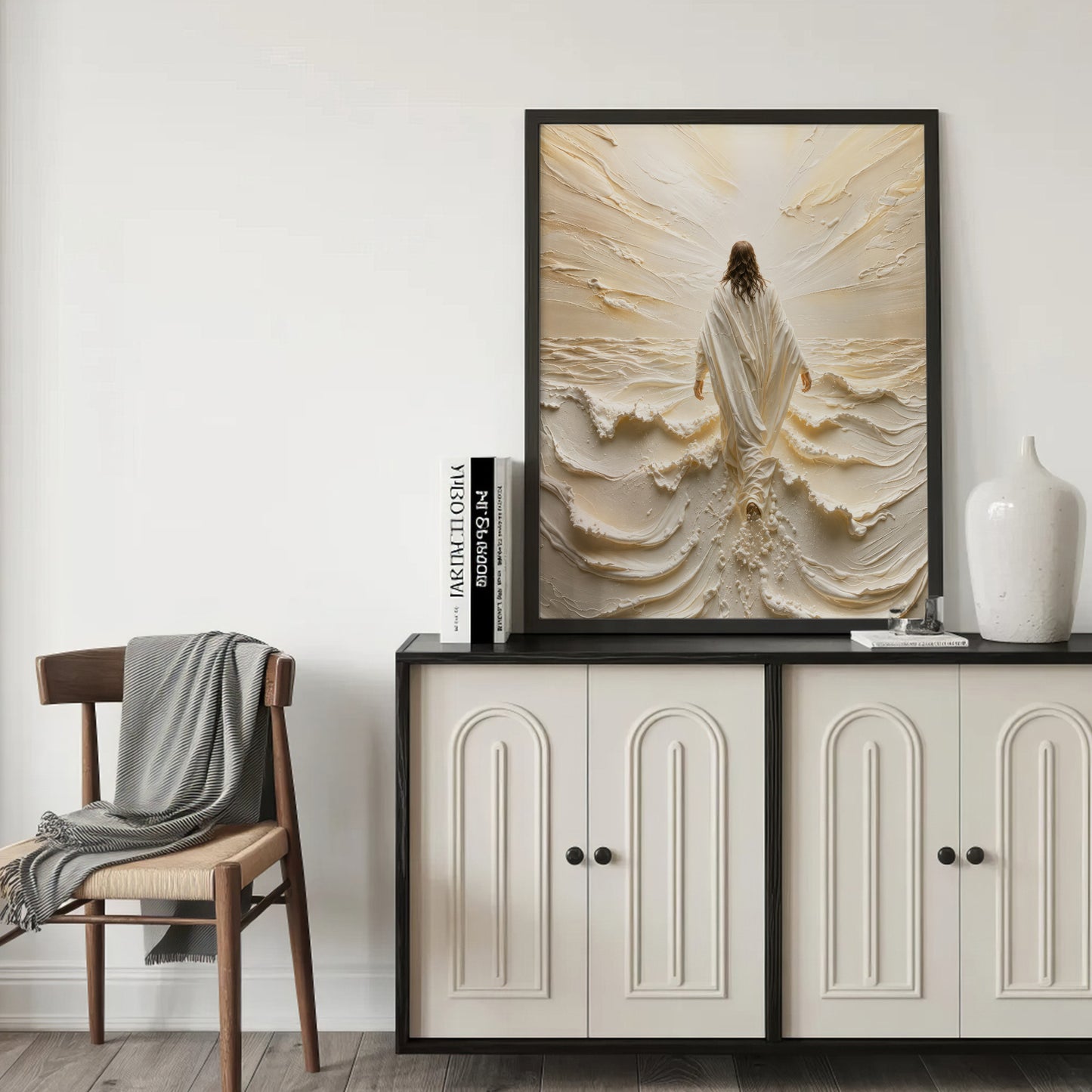 Jesus Walking on Water Through Divine Light Poster/Canvas