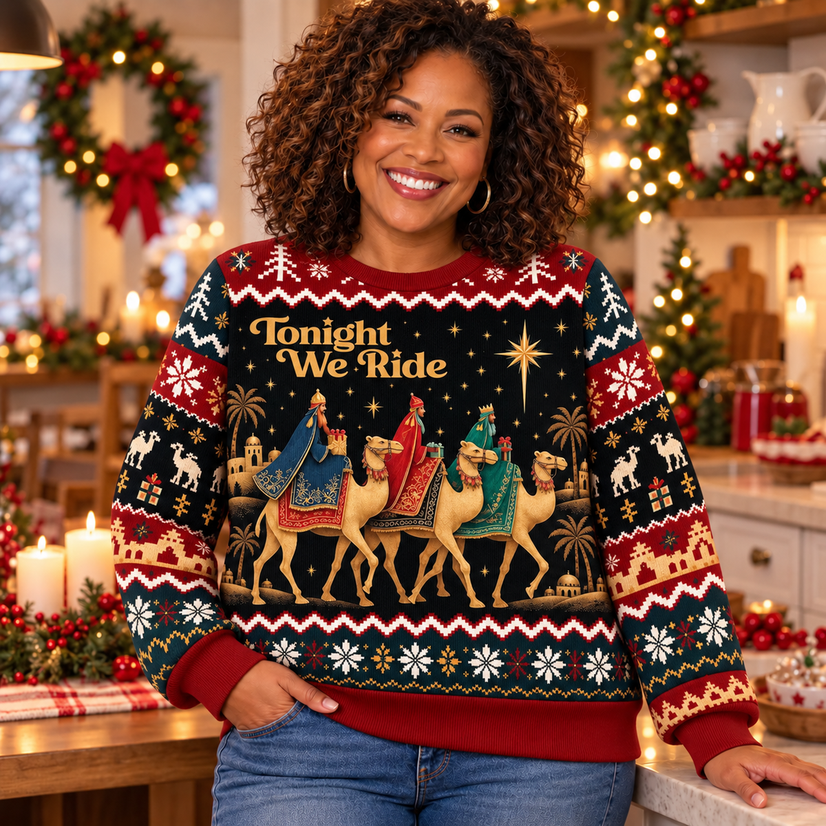 Tonight We Ride Three Wise Men Christmas – Christian Bethlehem Star Holiday Sweater