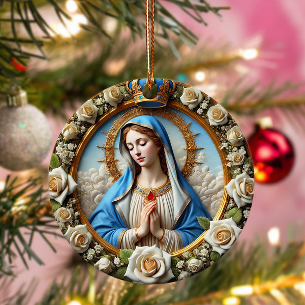 Double-Sided Virgin Mary Nativity-Themed Ornament ORN-CHRISTIAN-022-b