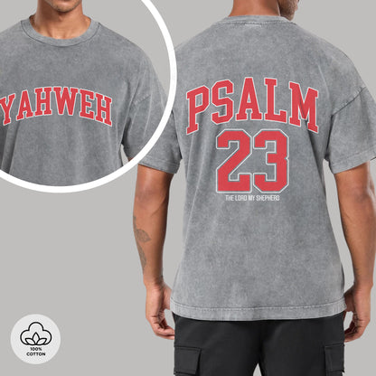 Yahweh Psalm 23 Two Sides Unisex Vintage Washed T-Shirt - The Lord My Shepherd Declaration