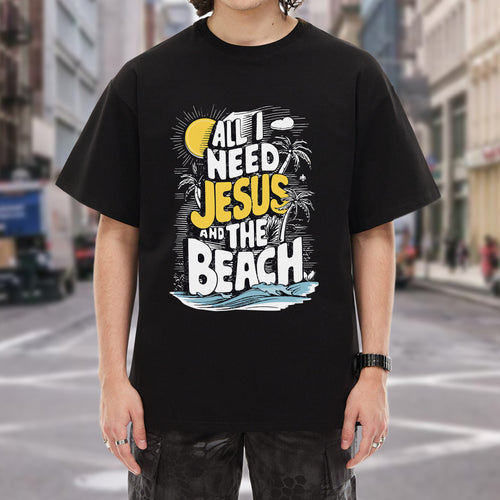All I Need Jesus And The Beach T-Shirt - Christian Beach Life Declaration