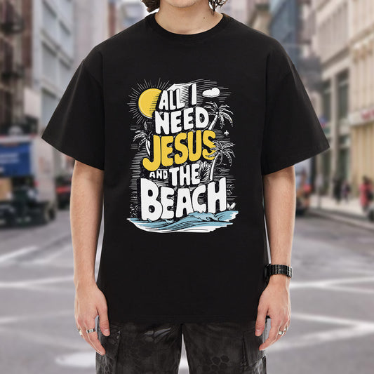 All I Need Jesus And The Beach T-Shirt - Christian Beach Life Declaration