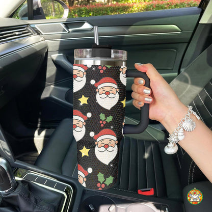 Santa Christmas Bling Diamond Tumbler 40oz - Sparkling Holiday Rhinestone Cup