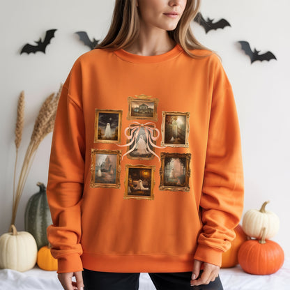 Vintage Ghost Gallery Museum Halloween T-Shirt Artistic Spooky Portrait Collection Aesthetic Tee
