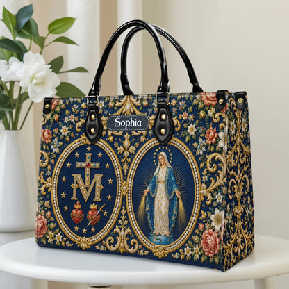 Personalized Virgin Mary Catholic Handbag – Twill Faux Leather & PU Leather