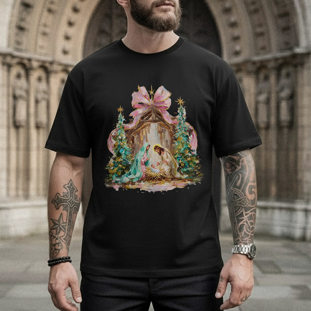 Retro Nativity Scene Christmas – Holy Family Art – Unisex Tshirt / Hoodie / Sweatshirt