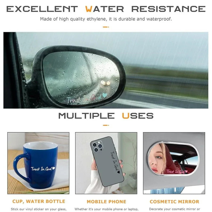 TRUST IN GOD Decal – Waterproof Mirror Sticker for Cars, Trucks, Motorcycles & More - Faith Guided Life