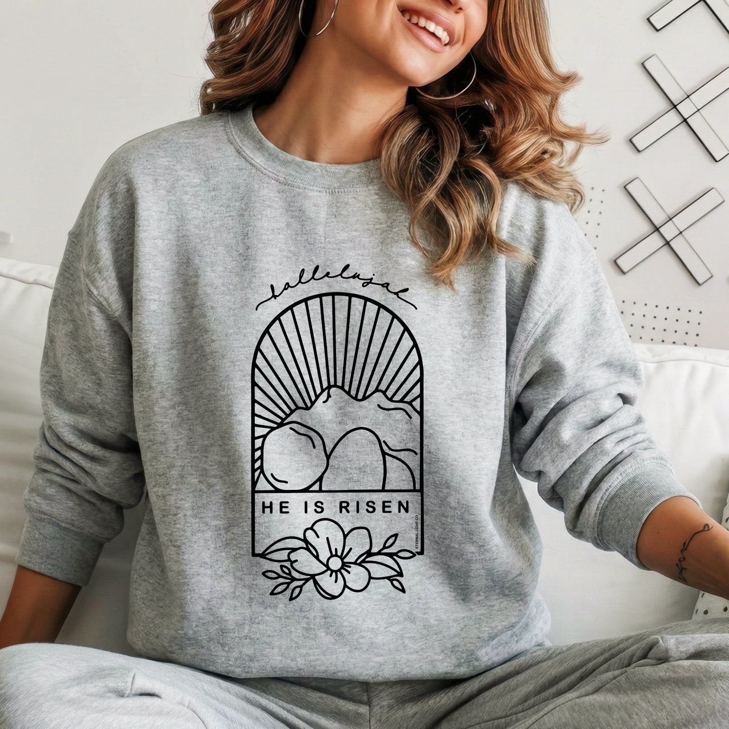 Easter Sunday Empty Tomb Line Art – He is Risen – Unisex Tshirt / Hoodie / Sweatshirt