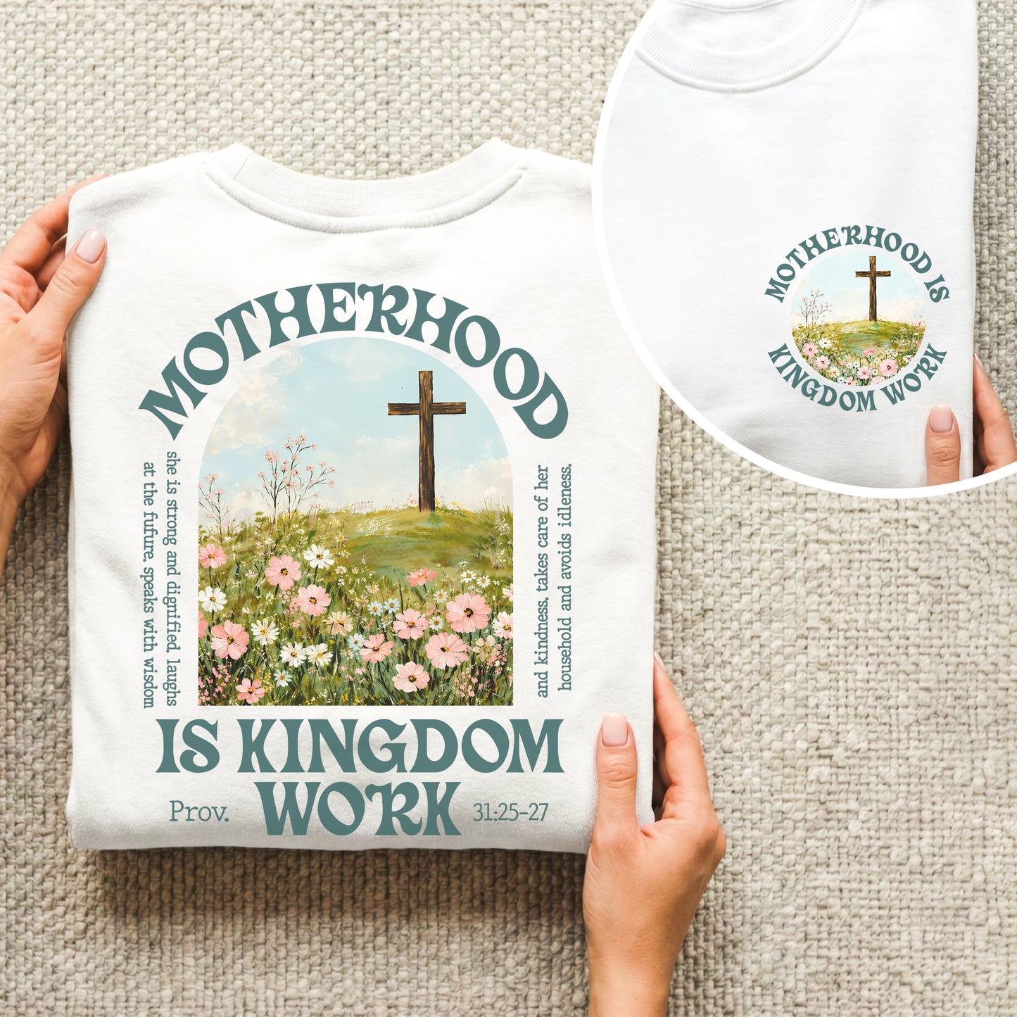 She Builds with Faith, Floral Cross Calling – Two Sides – She is Bless – Unisex Tshirt /Hoodie/Sweatshirt