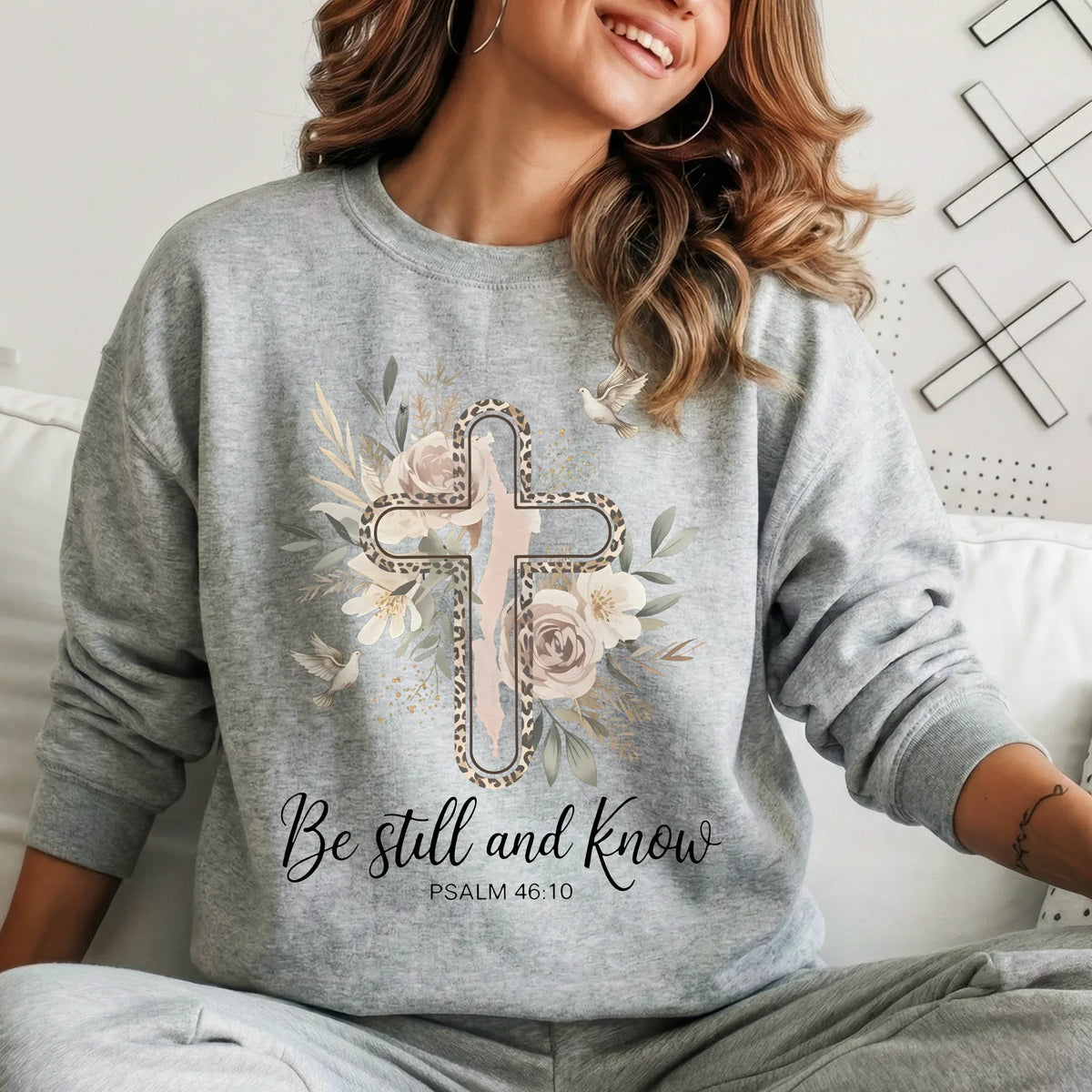 Be Still and Know Floral Cross Design - Faith Floral - Unisex Tshirt / Hoodie / Sweatshirt - Faith Guided Life