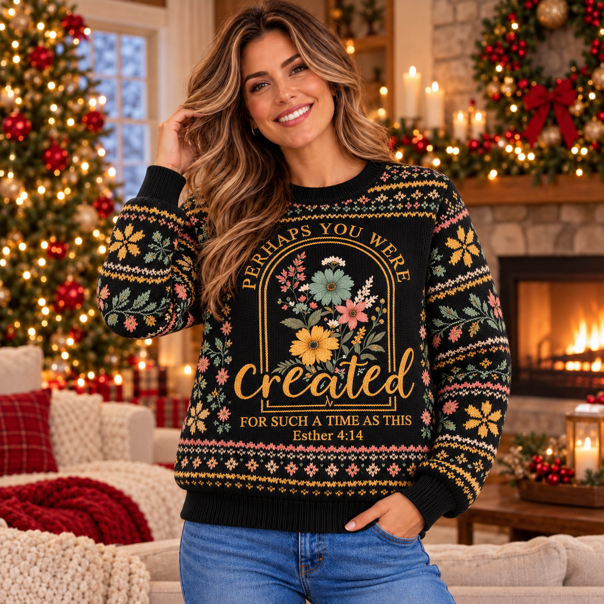 Created For Such A Time As This Christian – Esther 4:14 Faith Holiday Sweater