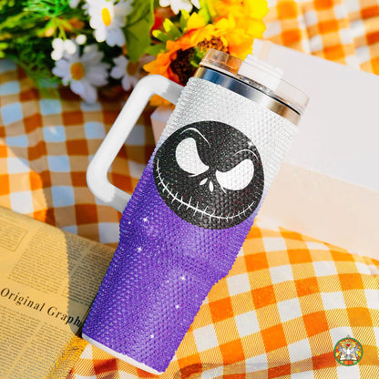 Ghost Halloween Bling Diamond Tumbler 40oz - Sparkling Spooky Rhinestone Cup