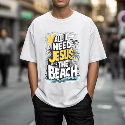 All I Need Jesus And The Beach T-Shirt - Christian Beach Life Declaration