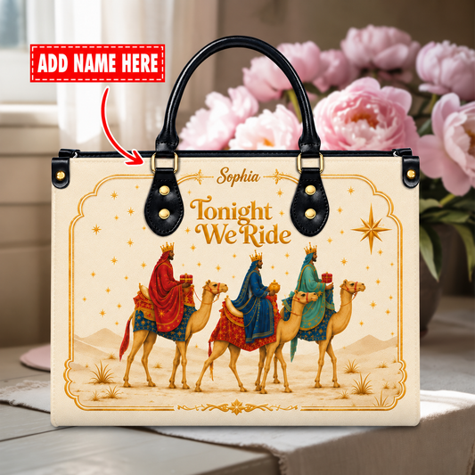 Personalized Tonight We Ride Christian Handbag – Twill Faux Leather & PU Leather
